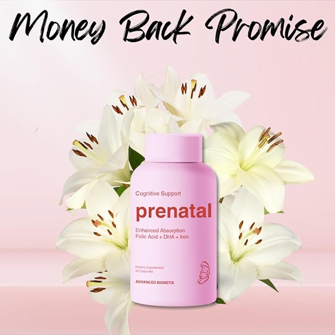 Bio-Available Prenatal Vitamins for Women, Natural Methylated Folate Folic Acid, DHA Omega 3. Multivitamin Pre, During & Post Pregnancy