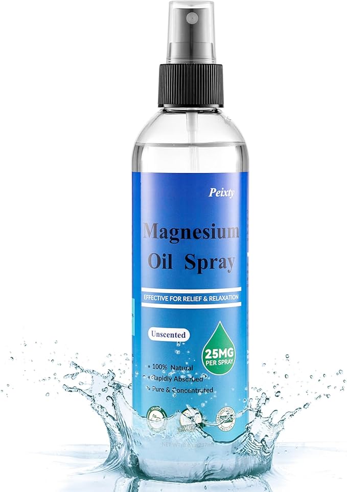 100% Pure Magnesium Oil Spray,8 fl oz,Less Itchy, Topical Magnesium Oil for Feet, Magnesium Chloride from Ancient Zechstein Seabed, Without Scented