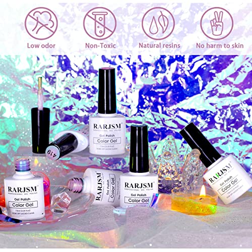 RARJSM Pearl Gel Nail Polish Glitter Pearlescent Shell Gel Polish Pink Beige Pearl Blue Green Purple Shimmer Mermaid Swirl Thread Effect Nailgel Soak Off Curing Requires DIY Manicure Use