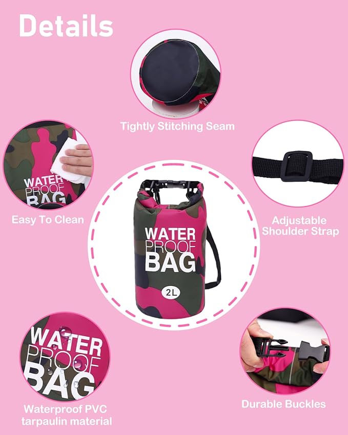 babygoal Waterproof Wet Bag and Dry Bag, Roll Top Waterproof 2L Backpack Sack for Travel,Swimming,Kayaking, Beach, Rafting, Boating, Hiking, Camping and Fishing