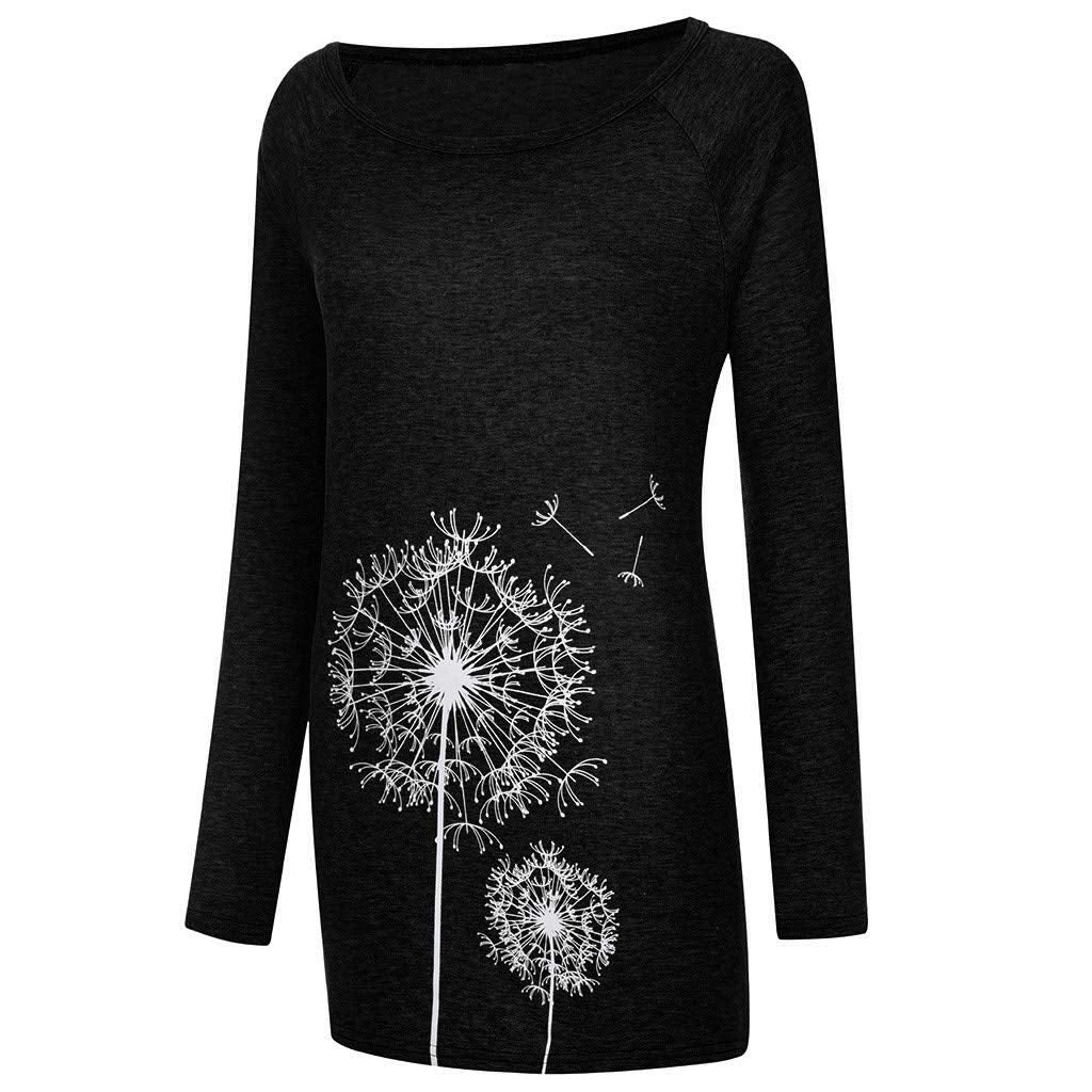Aniywn Women's Plus Size Sweatshirt Tops Ladies Baggy Long Sleeve Thin Solid/Printing Pullover Blouse T Shirts
