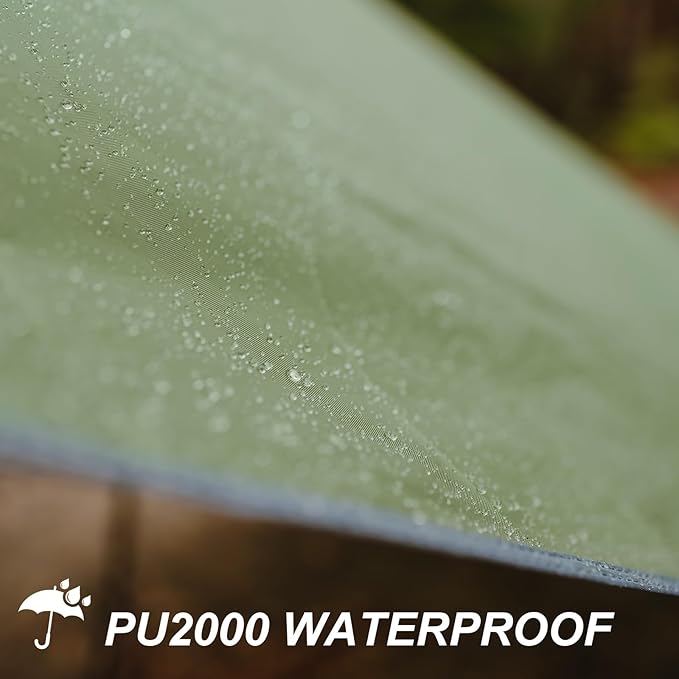 Camping Tarp with Poles - AYAMAYA Large Size 10x15 FT Tent Tarps - Waterproof Hammock Awnings Canopy Rain Fly Picnic Mat Survival Shelter for Backpacking Hiking Beach Sun Shade with Stakes & Guylines