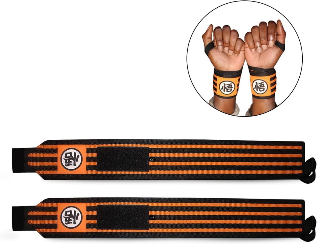 CROWN Anime Wrist Wraps Lifting Straps 24" for Men and Women - 1 Pair Each, Gym Accessories Support Weightlifting, Powerlifting, Strength Training, and Improve Workout, Orange DZB2