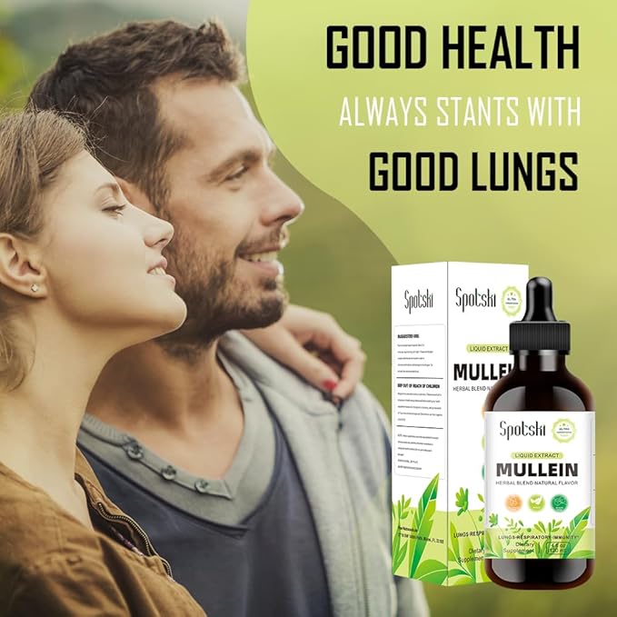 Mullein Drops for Lungs - Lung Detox for Respiratory System, Natural Sleep Aid & Immune Support, Tincture Drops Non-GMO, Vegetarian 1 Month Supply