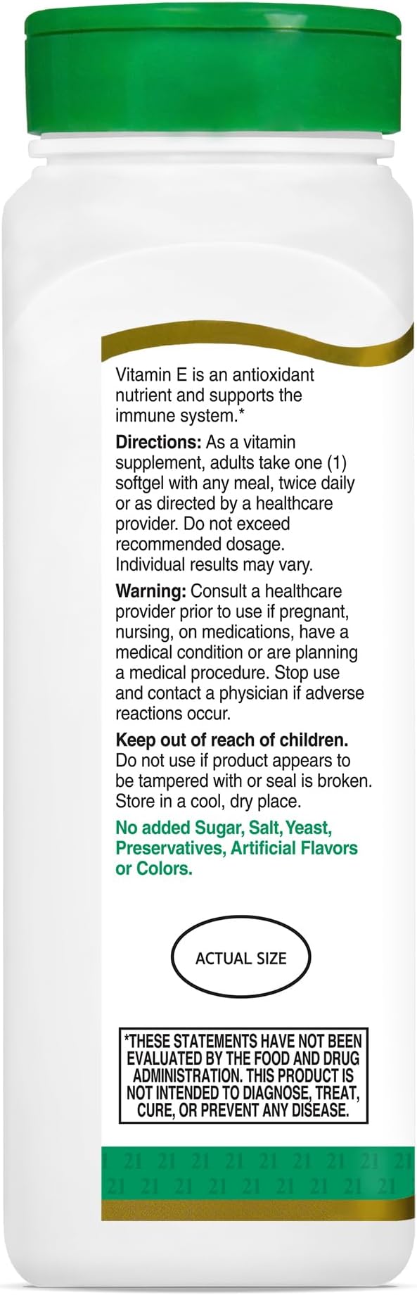 21st Century E 400 I.U. (Dl-Alpha) Softgels, 250-Count