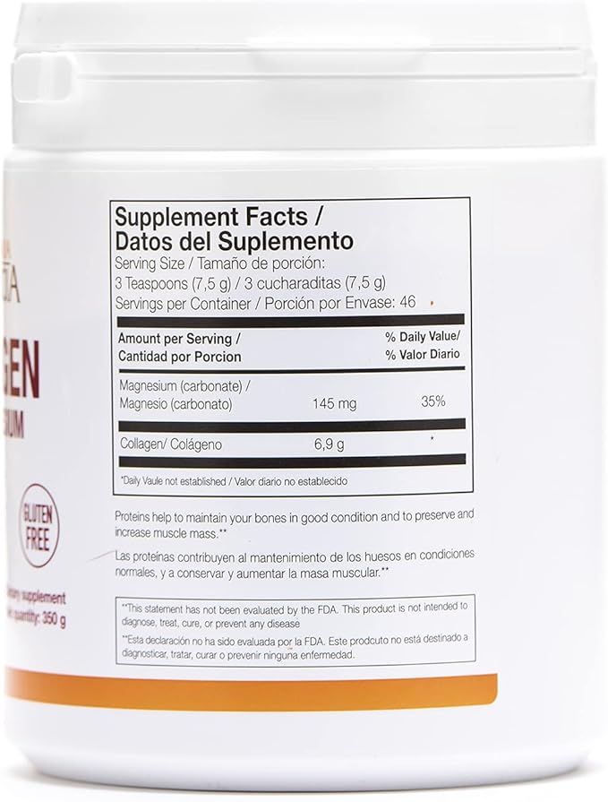 Ana Maria Lajusticia | Hydrolisate Collagen Powder with Magnesium and Vitamin C |for Healthy Skin, Nails, Hair and Ligaments | Natural Energy, Strawberry Flavour 350g