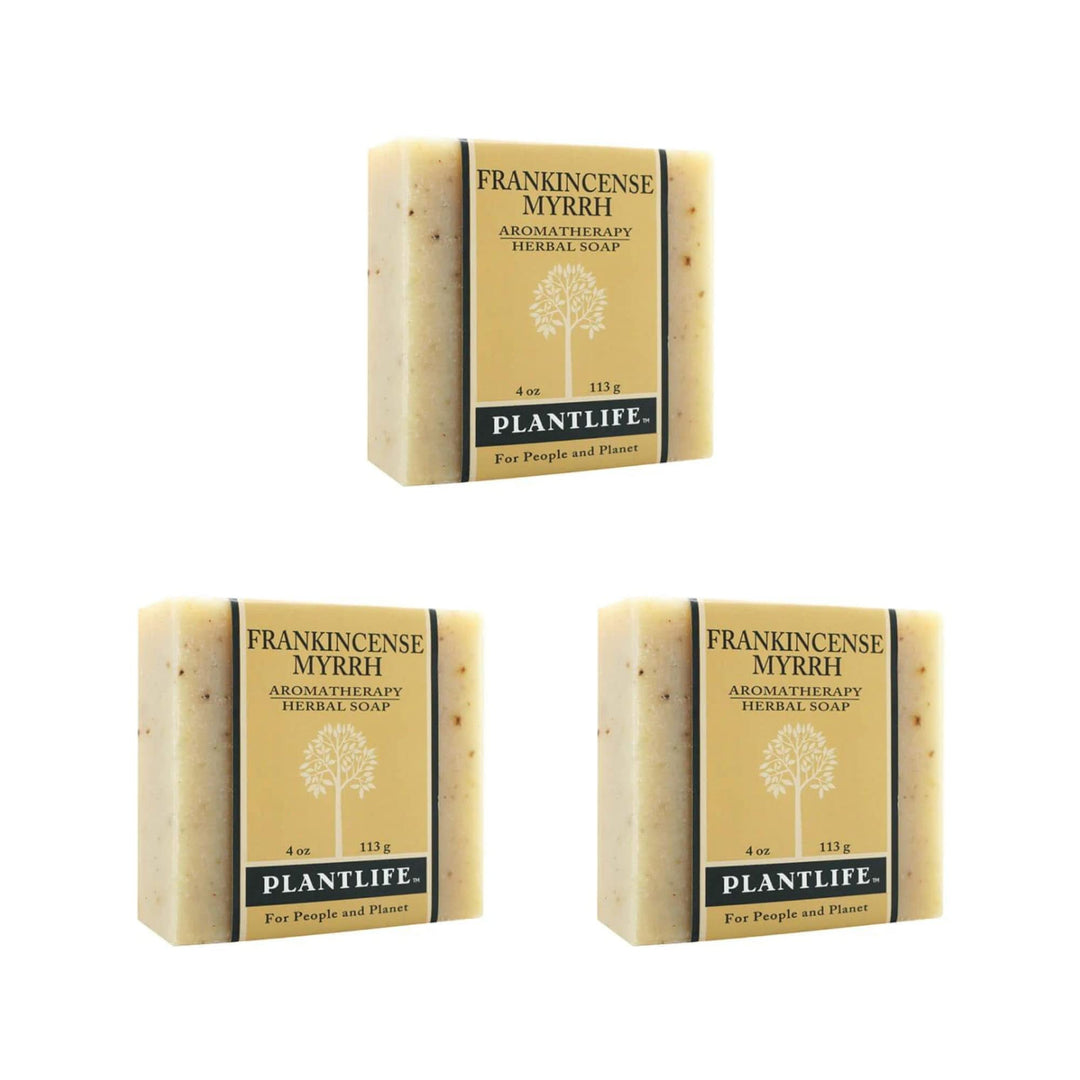 Plantlife Frankincense Myrrh 3-Pack Bar Soap - Moisturizing and Soothing Soap for Your Skin - Hand Crafted Using Plant-Based Ingredients - Made in California 4oz Bar