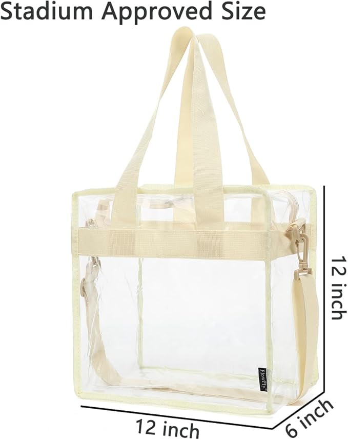 FlowFly Lunch Bag Tote Bag Lunch Organizer Insulated Cooler Bag for Women/Men, Clear#Biege