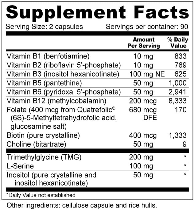 Wellness Resources Super Coenzyme B Complex - 180 Capsules - Vitamin B12, Vitamin B Complex for Hair Growth, Adrenal Support & Stress Relief - Methylated B12, Folate, Biotin, Riboflavin, Thiamine