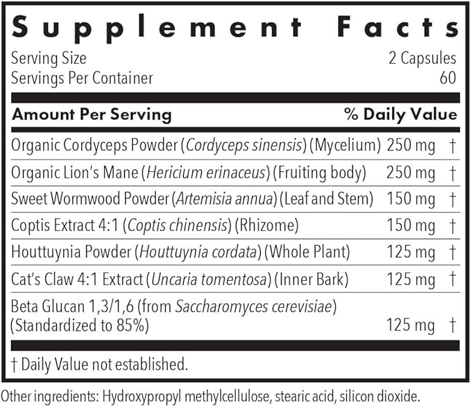 Allergy Research Group Phyto Tick Defense Supplement - Mushroom Complex, Mushroom Extract Powder in Convenient Capsules, Nootropic with Lions Mane, Cordyceps, Beta Glucans - 120 Vegetarian Capsules