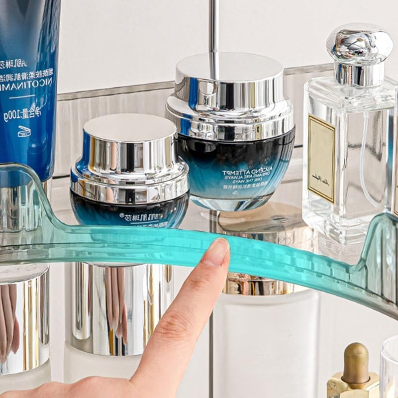 Corner Bathroom Vanity Organiser - Skincare Makeup Organiser Shelf, 2 Tier Grey Counter Shelf for Cosmetics, Toiletries, Lotions, Perfumes