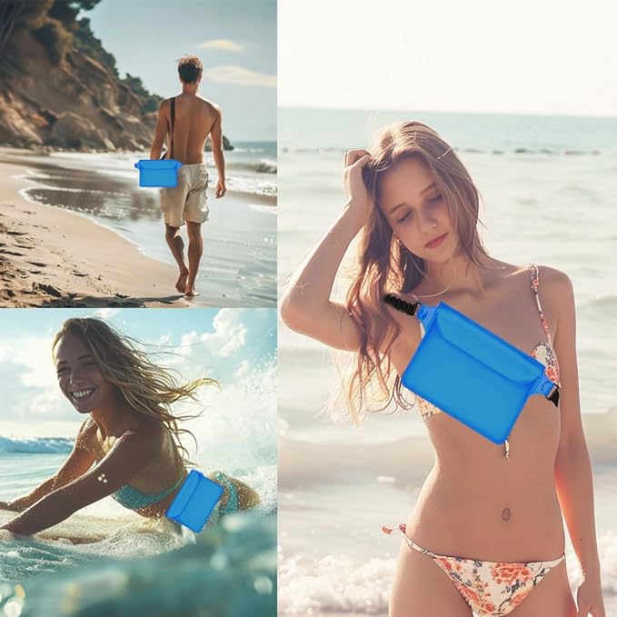 2-Pack Waterproof Bag with Adjustable Waistband and Touch Sensitive Screen, Keeping Your Phone and Valuables Dry, Perfect for Drifting, Swimming, Kayaking, Rowing, Fishing… (Green+Bule)