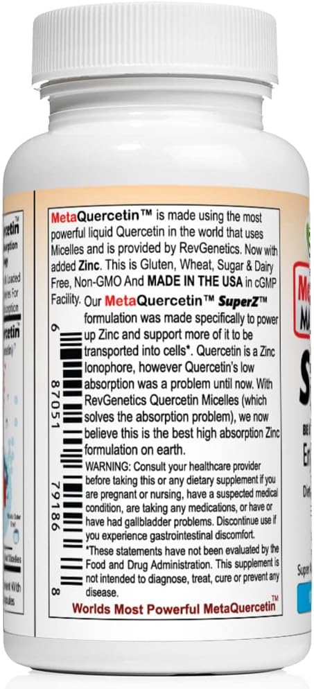 MetaQuercetin SuperZ: Micelle + Ionophore Powered Zinc™