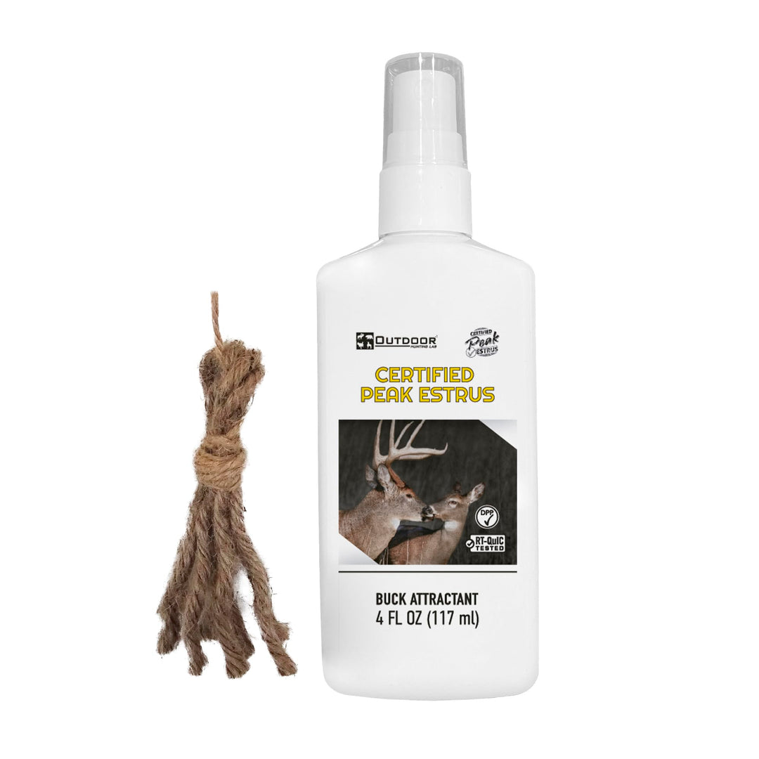 Outdoor Hunting Lab Certified Peak Doe Estrus Spray | 4 oz | 1 Bottle | Doe in Heat Urine for Hunting | Drag N’ Drip Included | Deer Scents