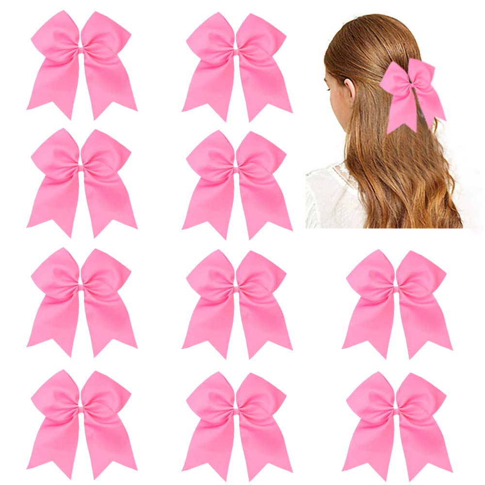 Cn Girls Cheerleader Bow With Ponytail Holder For Cheerleading (Pink)