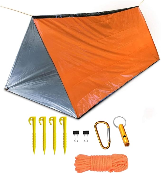 Emergency Tent, 2 Person Tube Tent Survival Shelter, Ultralight Survival Tent Emergency Shelter Use as Survival Gear Space Blanket for Camping, Hiking