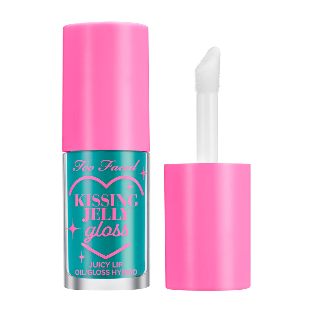 Too Faced Kissing Jelly Lip Oil Gloss | Sunflower & Jojoba Oils, 0.15 Fl Oz, Sweet Cotton Candy