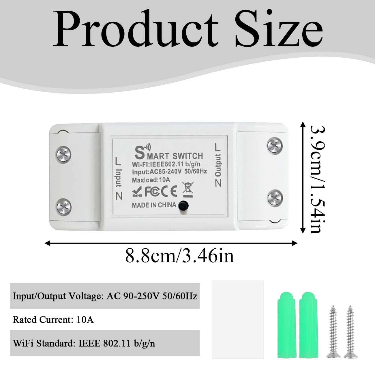 10A Smart WiFi Wireless Light Switch,Wi-Fi Light Switch Compatible with Alexa & Google Home & SmartThings,No Hub Required Support DIY Module