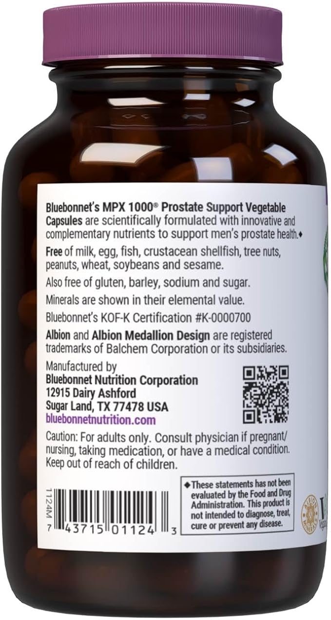 BlueBonnet Nutrition MPX 1000 Prostate Support - Prostate Health Supplements for Men - Saw Palmetto, Pumpkin Seed, Stinging Nettle, Beta Sitosterol & Plant Sterols - Non-GMO, Vegan - 60 Capsules