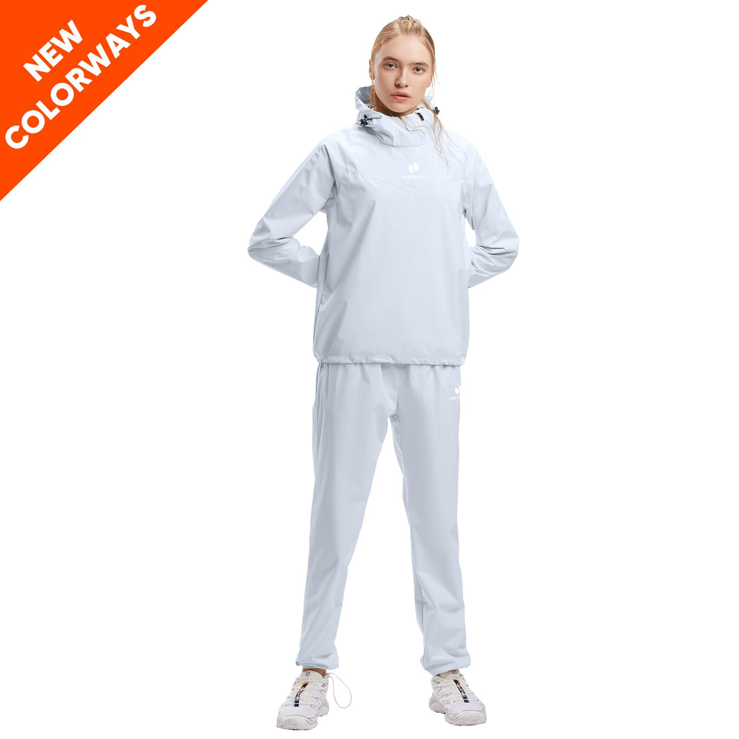 HOTSUIT Sauna Suit Women Boxing Gym Sweat Suits Sport Workout Jacket Sauna Pants, Baby Blue, S