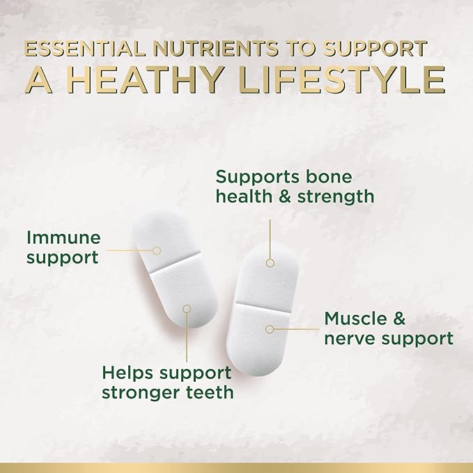 Calcium 1200 mg with Vitamin D3, Calcium Supplement Vitamins, Supports Bone Strength, Teeth & Immune System, Calcium Supplements for Women & Men, Nature's Absorbable Calcium Carbonate - 180 Tablets