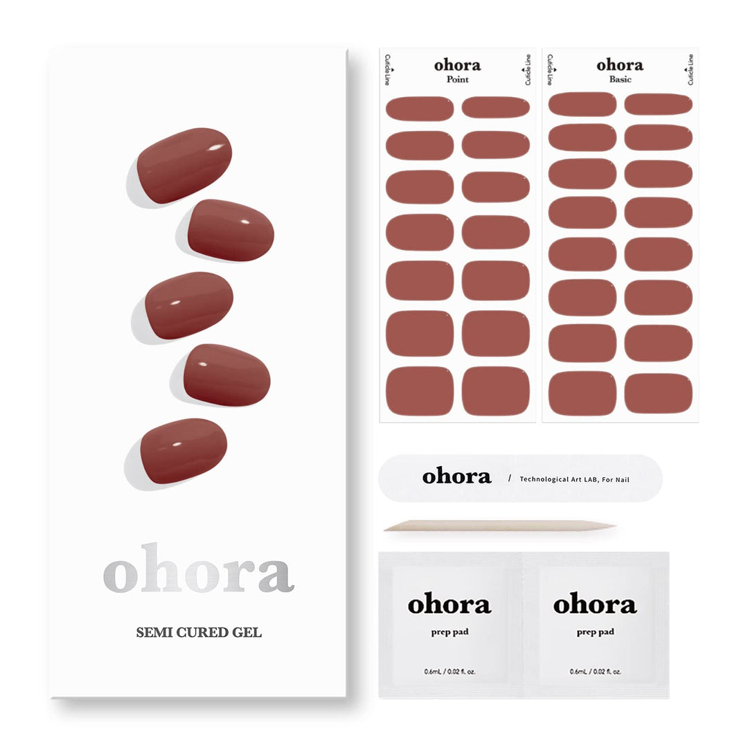 Ohora Semi Cured Gel Nail Strips (N Brick) - Works With Any Uv Nail Lamps, Salon-Quality, Long Lasting, Easy To Apply & Remove -