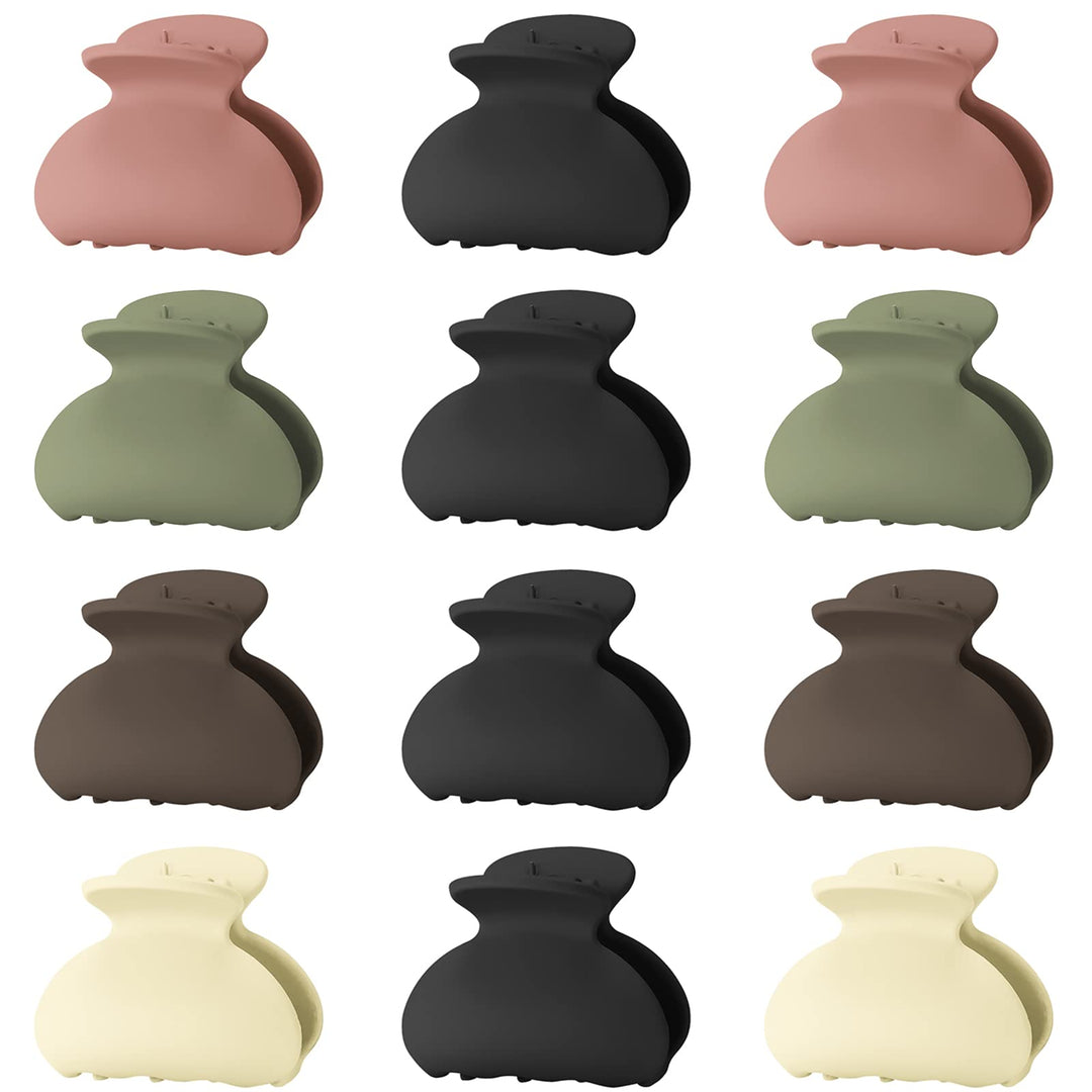 12 Pack Small Hair Claw Clips for Women Thin Fine Short Hair, 1.5 Inch Lolalet Cute Medium Size Jaw Clips Acrylic No Slip Hair C