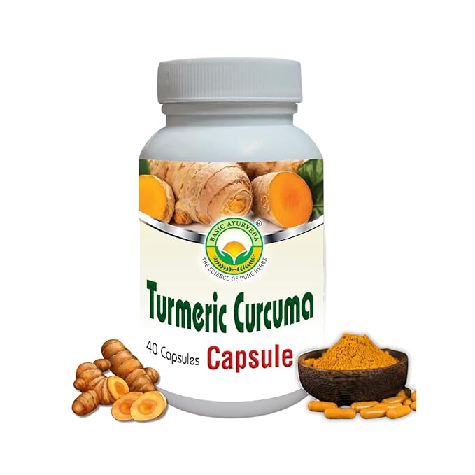 BASIC AYURVEDA Turmeric Curcuma Supplement | Natural Herbal Capsules for Joint support, Immune System Support, Skin Health & Daily Vitality | Extra Strength Formula | 40 Caplets
