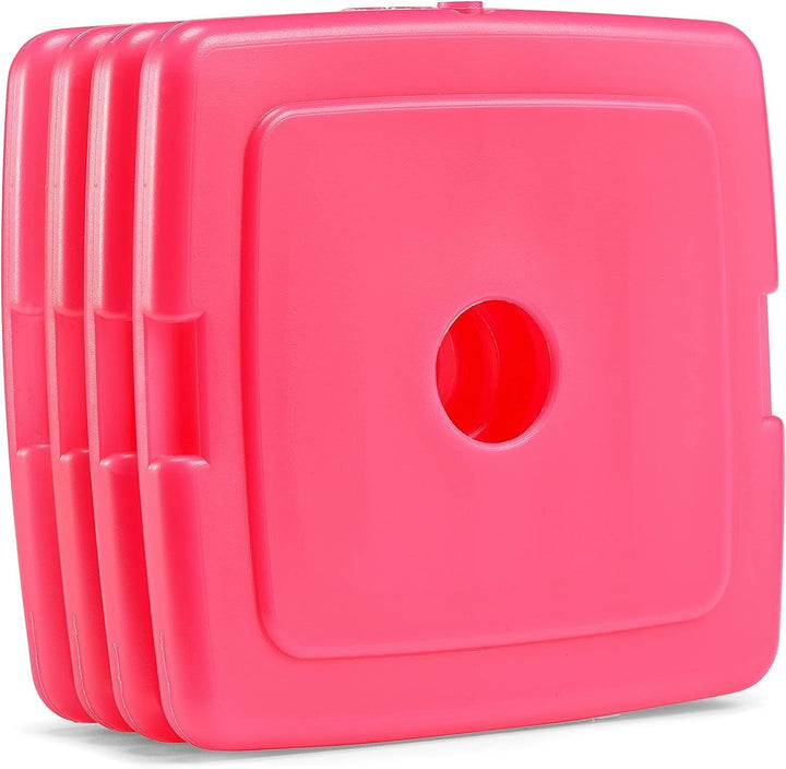 Cool Coolers by Fit & Fresh 4 Pack Slim Ice Packs, Quick Freeze Space Saving Reusable Ice Packs for Lunch Boxes or Coolers, Pink