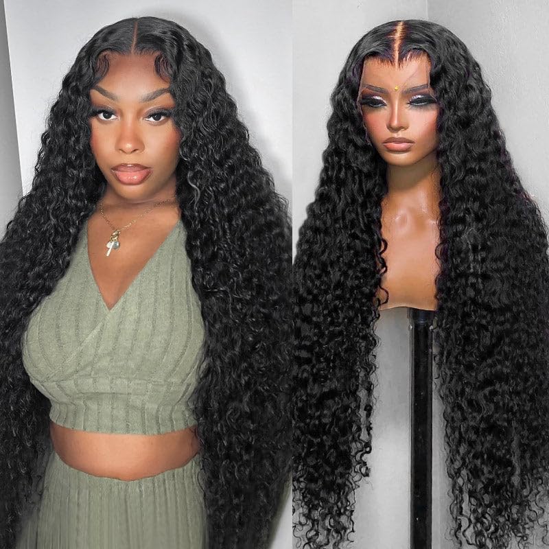32Inch Deep Wave Lace Front Wigs Human Hair-13X4 Hd Transparent Deep Wave Frontal Wigs Human Hair Glueless Curly Wigs For Women