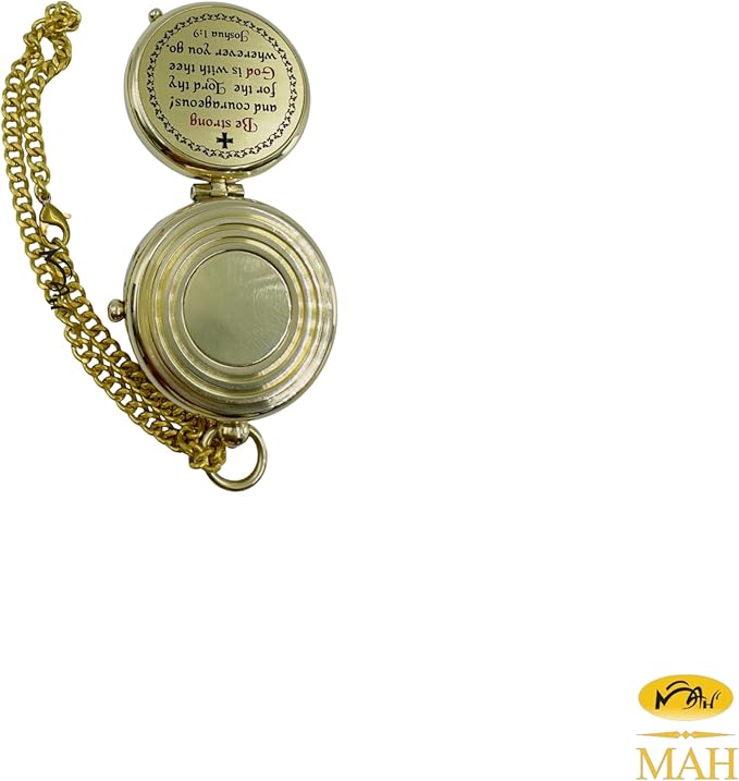 Be Strong and Courageous Brass Religious Compass Gift Confirmation Baptism Easter Christian Catholic Graduation Trekking Adventure Engraved Scripture Prayer Gift for Men Women Teenage Boys Girls