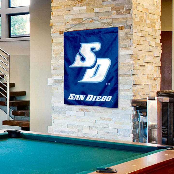 College Flags & Banners Co. San Diego USD Toreros Double Sided Banner and Wood Banner Pole Set