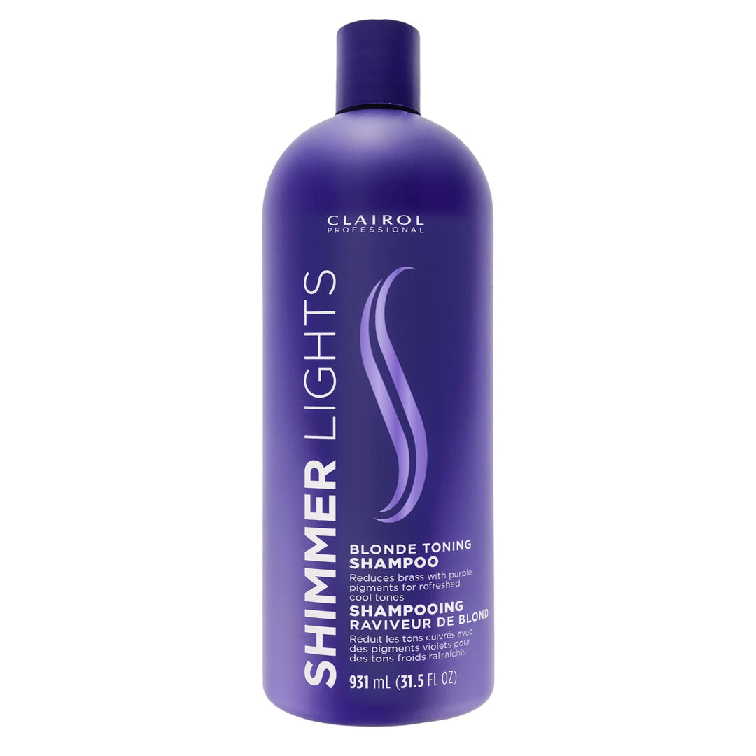 Clairol Professional Shimmer Lights Purple Shampoo, 31.5 Fl. Oz Neutralizes Brass & Yellow Tones For Blonde, Silver, Gray & High