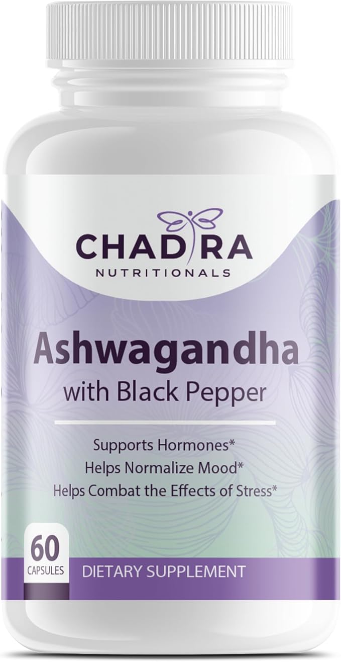 Ashwagandha Supplements - Contains Organic Ashwagandha & Black Pepper for Stress Management, Cognitive Supplement & Mood Support Supplement - Non-GMO, Gluten Free - 60 Capsules
