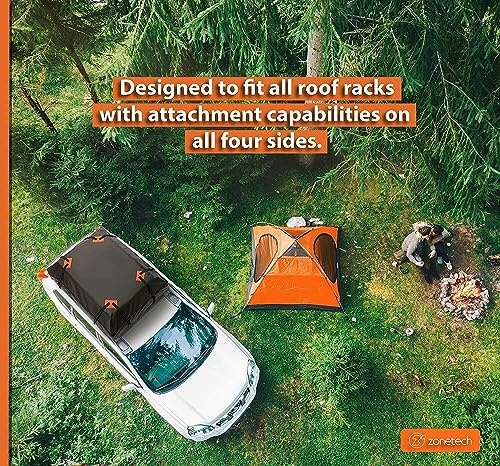 Durable Roof Top Waterproof Cargo Bag - Zone Tech Classic Black 15 Cubic Feet Premium Quality Universal Waterproof Fold-able Leak Proof Traveling Roof Top Car Bag