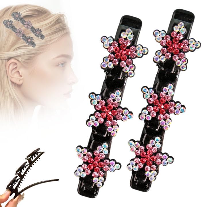 Sparkling Crystal Stone Braided Hair Clips, 2024 New Women's Braided Hair Clips, Short Hair Clips Duckbill Clips, Braided Hair Clips for Ladies and Girls Crystal Stone Hair Clips (Star-F)