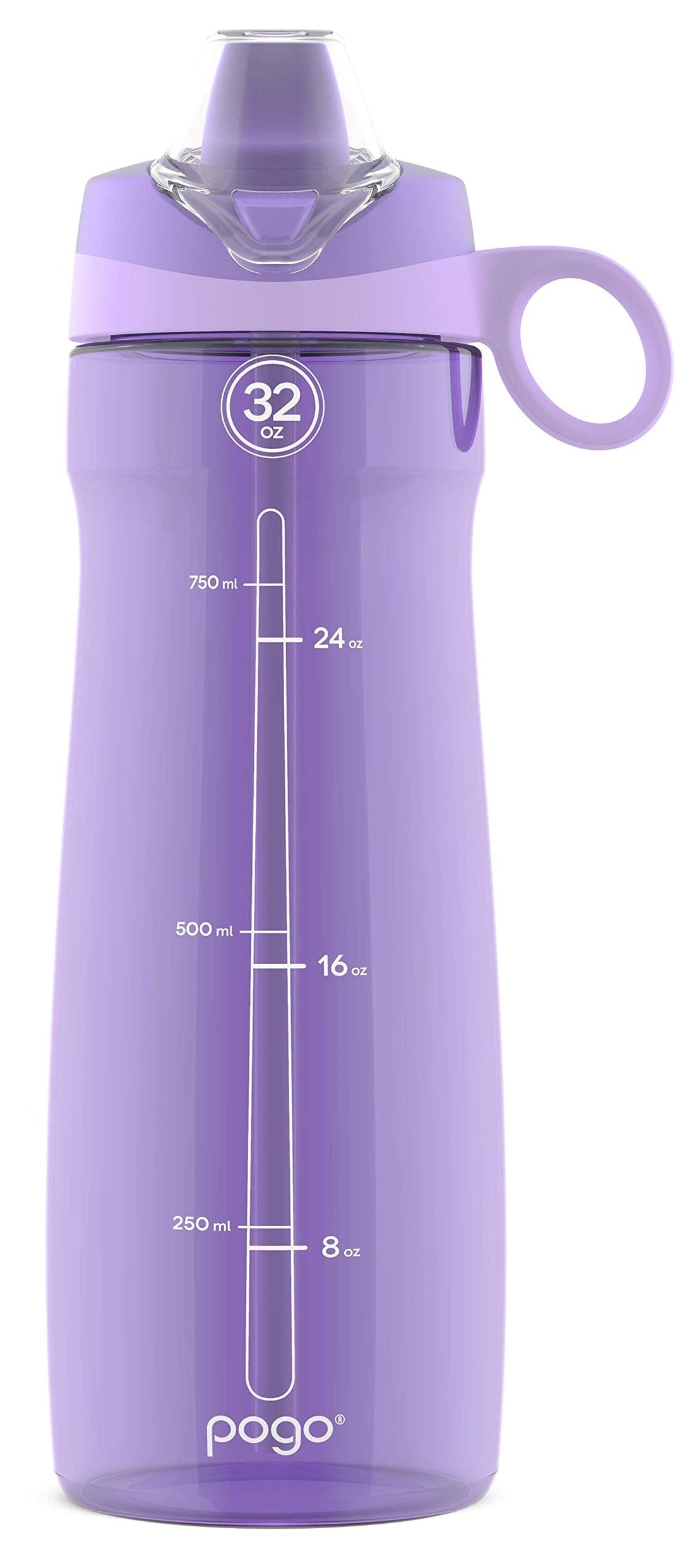 Pogo BPA-Free Tritan Plastic Water Bottle with Soft Straw, 32 Oz, Lilac