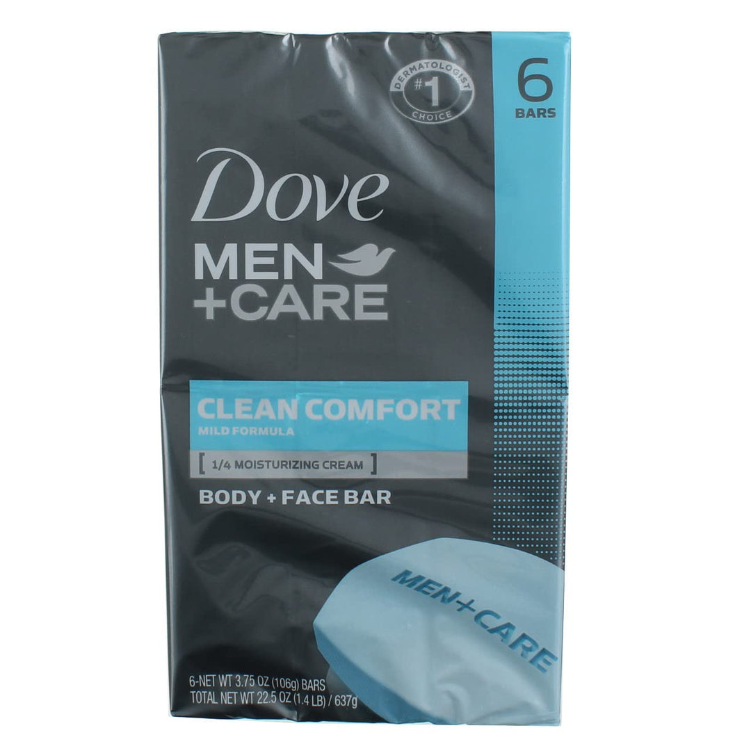 Dove Men+Care Clean Comfort Body+Face Bar, 4 Ounce, 6 Count (Pack Of 2)