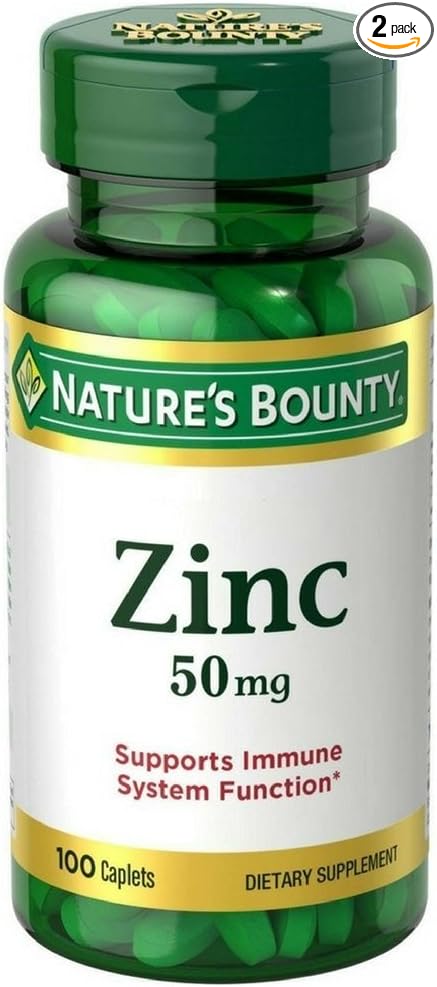Nature's Bounty Chelated Zinc 50 mg Caplets 100 ea (Pack of 2)
