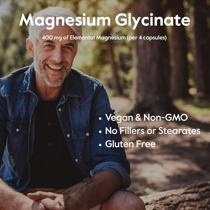 BESTVITE Magnesium Glycinate - 400mg of Magnesium per Serving (240 Vegetarian Capsules) - No Stearates - No Silicon Dioxide - Vegan - Non GMO - Gluten Free