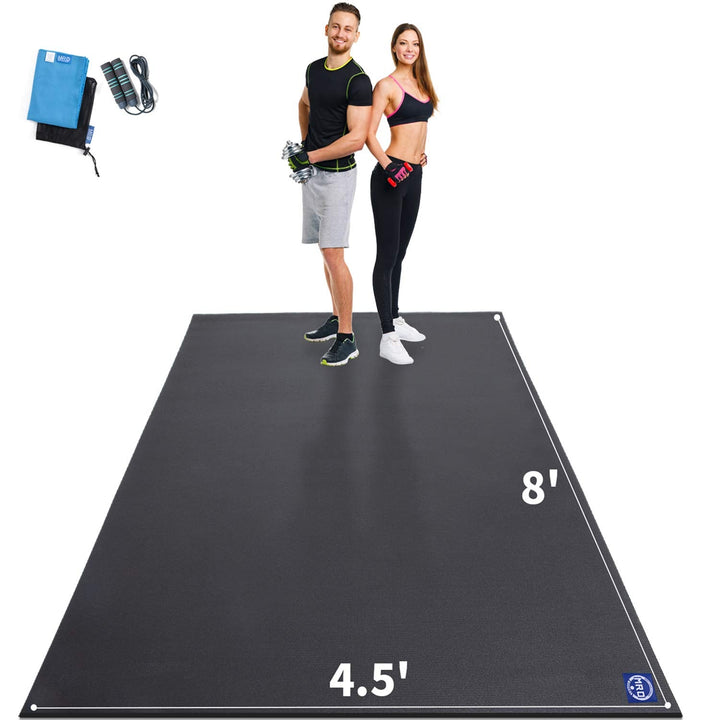 MRO Extra Large Exercise Mat For Home Gym, 8'x4.5'/7'x4.5'/6'x4.5'(7mm) Workout Mats for Gym Flooring, Non-Slip, Extra Thick Durable Cardio Mat, Ideal for Plyo, Weights, MMA, Jump Rope -Shoe Friendly