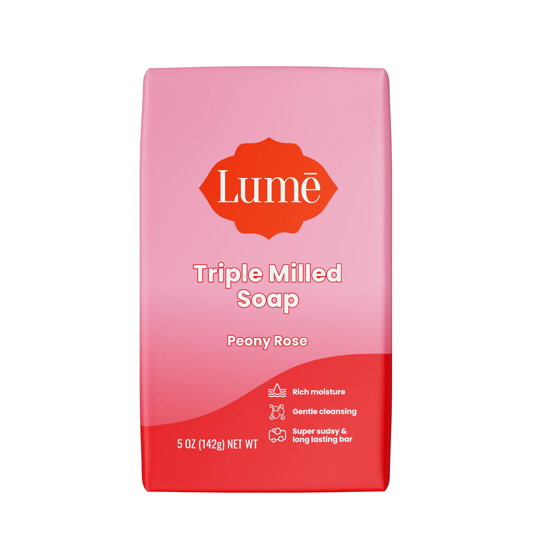 Lume Triple Milled Soap - Rich Moisture & Gentle Cleansing - Paraben Free, Phthalate Free, Skin Safe - 5 Ounce (Peony Rose)