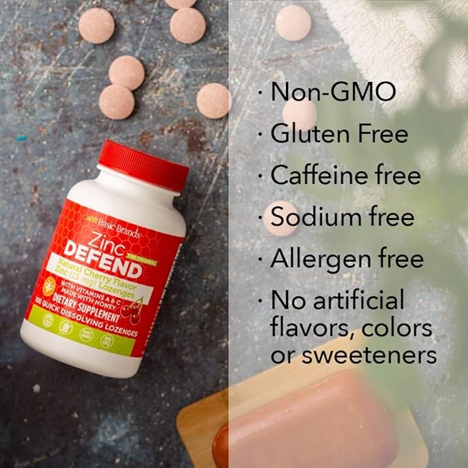 – Zinc Cherry Defend - 100 Lozenges - Natural Cherry Flavor Zinc–Lozenges - Immune Boost, Cold Relief, Non-GMO, Zinc Acetate & Vitamin C - 2-Pack