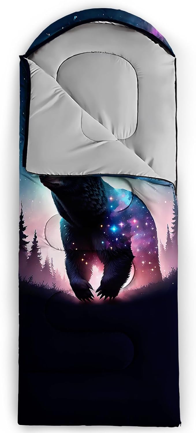 AILONEN Kids Floral Cat Camping Sleeping Bags,Lightweight & Waterproof,3 Season Warm & Cool Weather,Kawaii Kitten Sleeping Bags for Girls Adults,Travelling,Outdoors