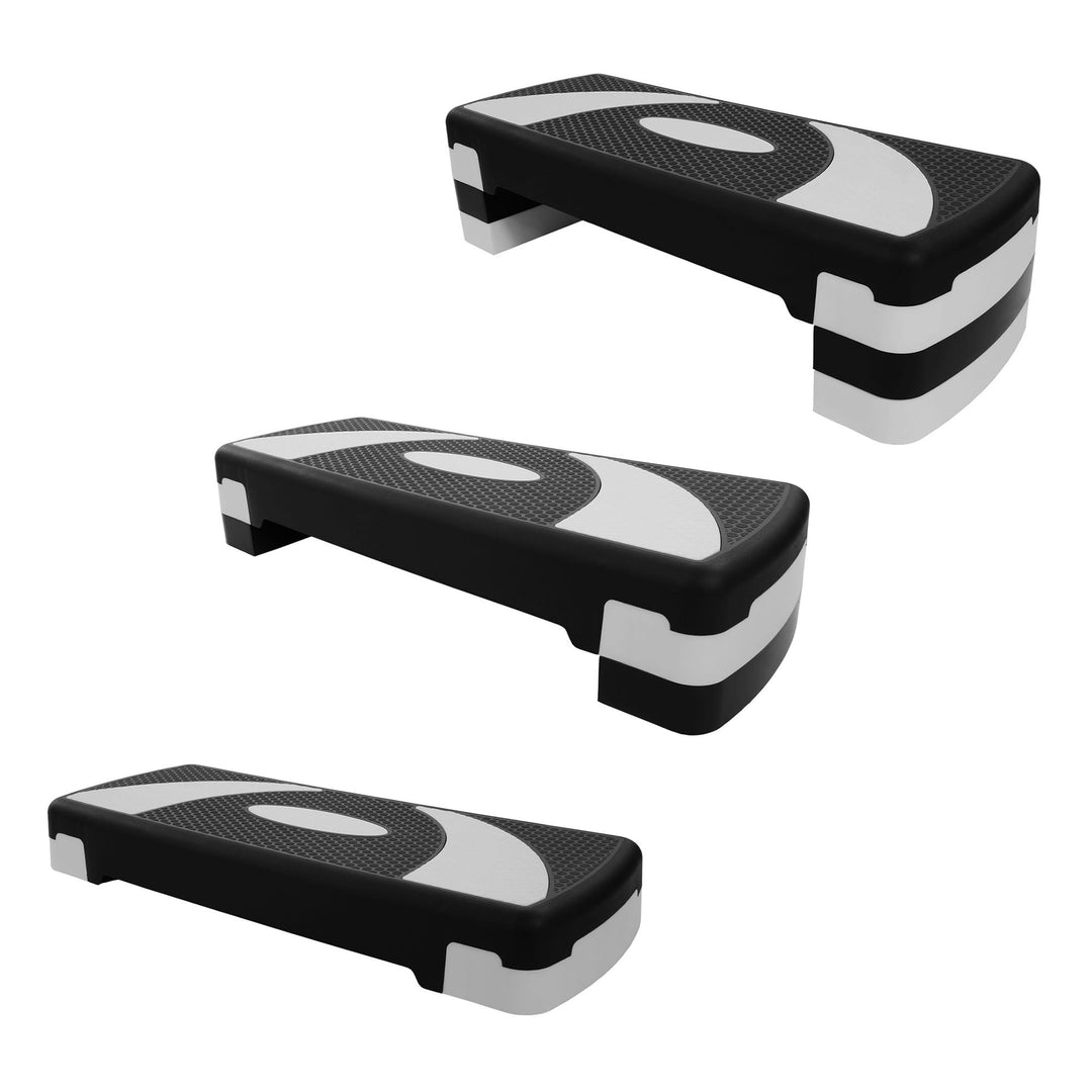 BalanceFrom Fitness Lightweight Portable Adjustable Height Workout Aerobic Stepper Step Platform Trainer with Raisers, Black/White