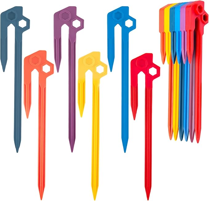 6 PCS Tent Stakes,AVOFOREST Heavy Duty Camping Stake Sturdy Novelty 8.1Inch Tent Pegs for Camping Patio, Garden, Canopies, Grassland, Outdoor