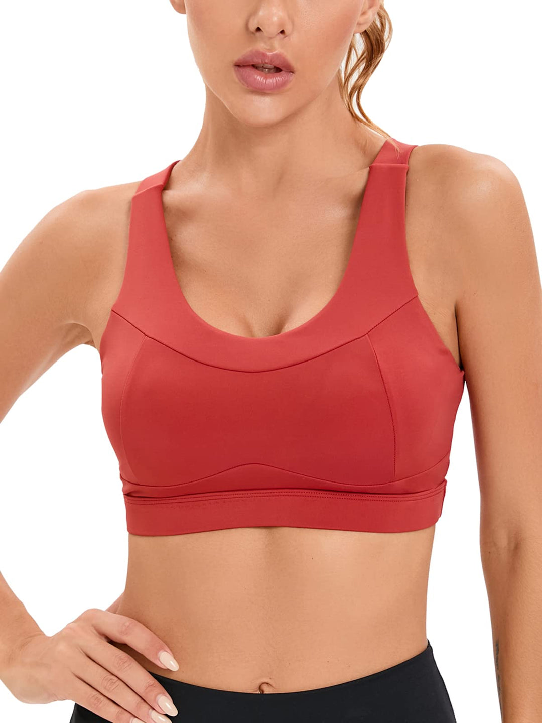 RUNNING GIRL High Impact Sports Bras for Women,Racerback Bra Workout Crop Tops for Women(WX2667 Red S)