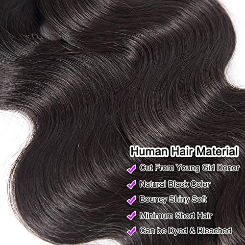 Aspumod 12A Human Hair Bundles Body Wave 3 Bundles Human Hair 16 18 20 Inch 100% Unprocessed Brazilian Virgin Hair Bundles Deals Human Hair Weave Body Wave Human Hair Extensions Natural Color