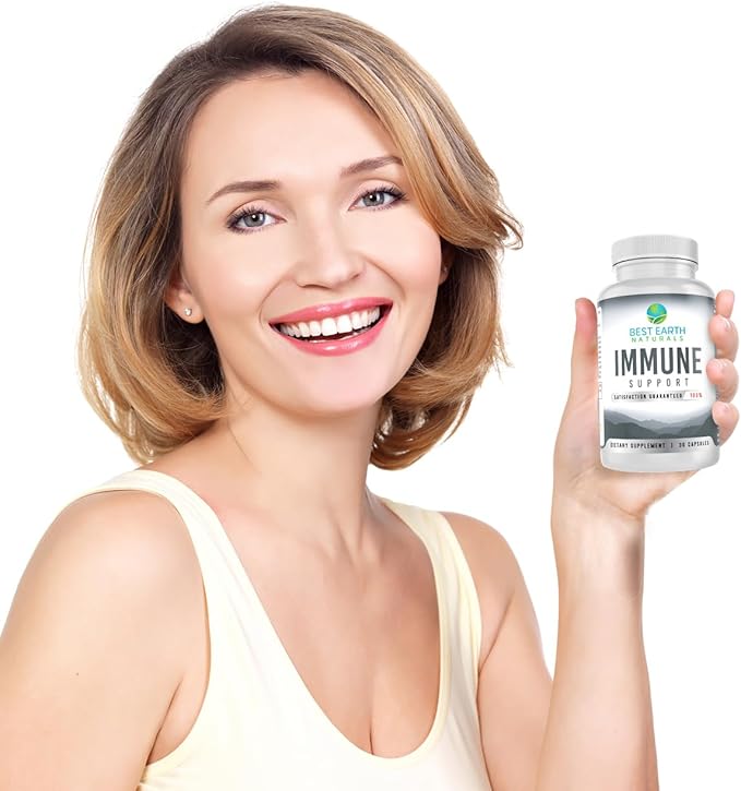 Best Earth Naturals Immune Support Supplement - Multi Vitamins for Adults with Vitamin C 30mg, Vitamin E 30 Iu, Turmeric, Mushroom, Garlic Supplement & More - 60 Capsules