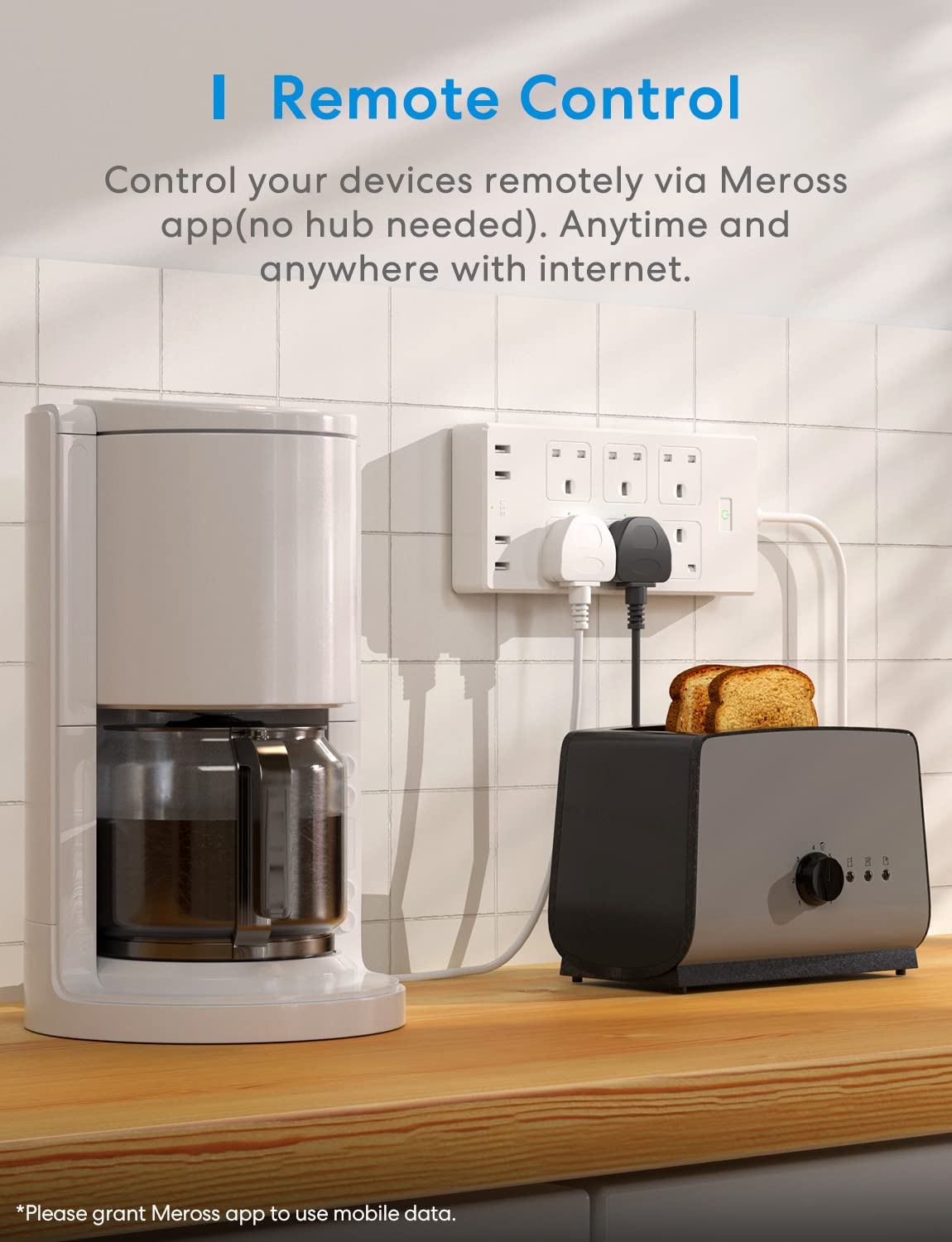 Meross Smart Power Strip, 6 Outlets + 4 USB Ports Smart Extension Lead, Compatible with Apple HomeKit, SmartThings, Amazon Alexa, Google Home, Voice/Remote Control, 6ft Long Crod, 2.4GHz, 3250W